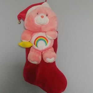 Rainbow Care bear Rare hallmark 2000,s christmas plush stocking